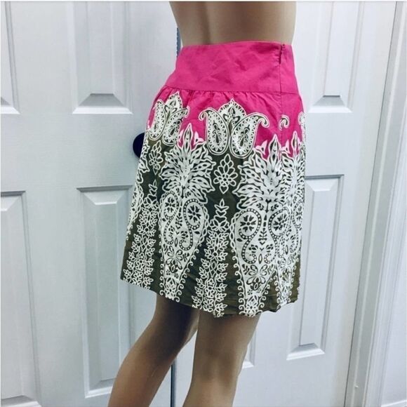 Tibi A Line Paisley Patterned Pink Mini Skirt size 6 - Picture 4 of 8